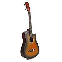 Medellin 38&quot; Carbon Fiber Acoustic Guitar with free specailized learning course- MDCF38BK Durable Carbon Fiber Matt Sunburst finish Body for beginners with handrest, set of Strings, Strap, Bag, 3 Pick