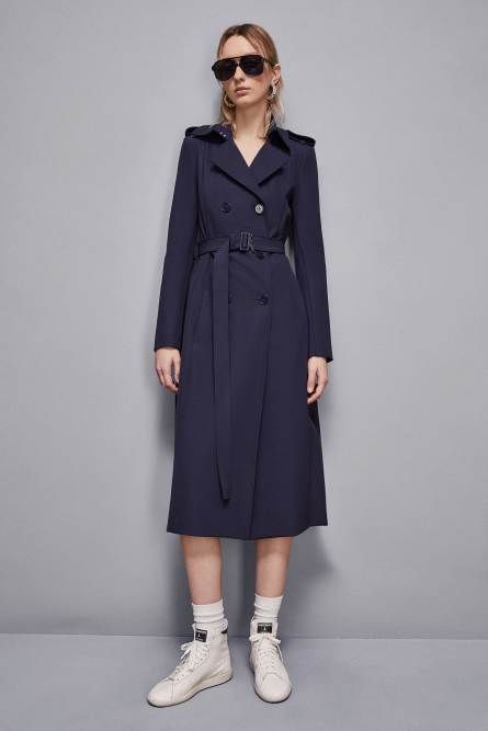 Trench con fibbia in nylon bielastico