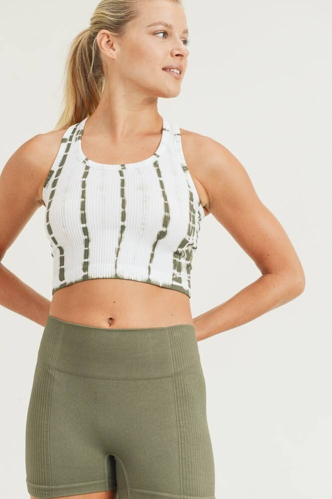 Olive Tie-Dye Crop and Shorts