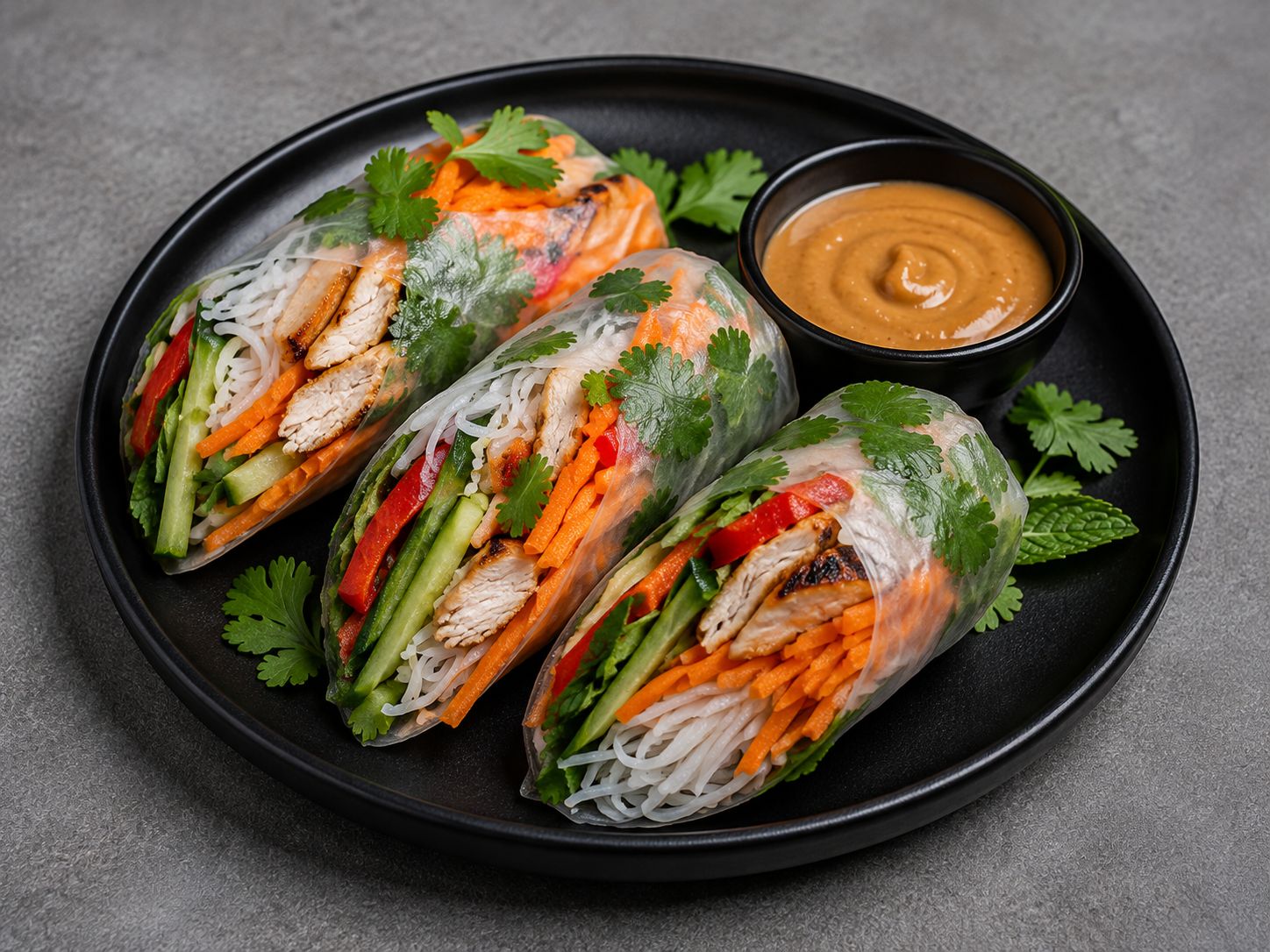 Peanut Chicken Spring Rolls (Gluten free)