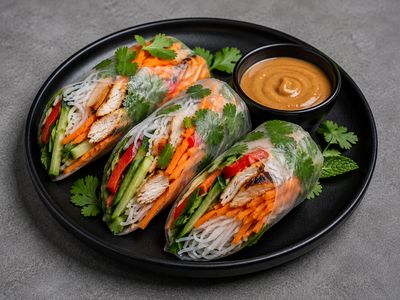 Peanut Chicken Spring Rolls (Gluten free)