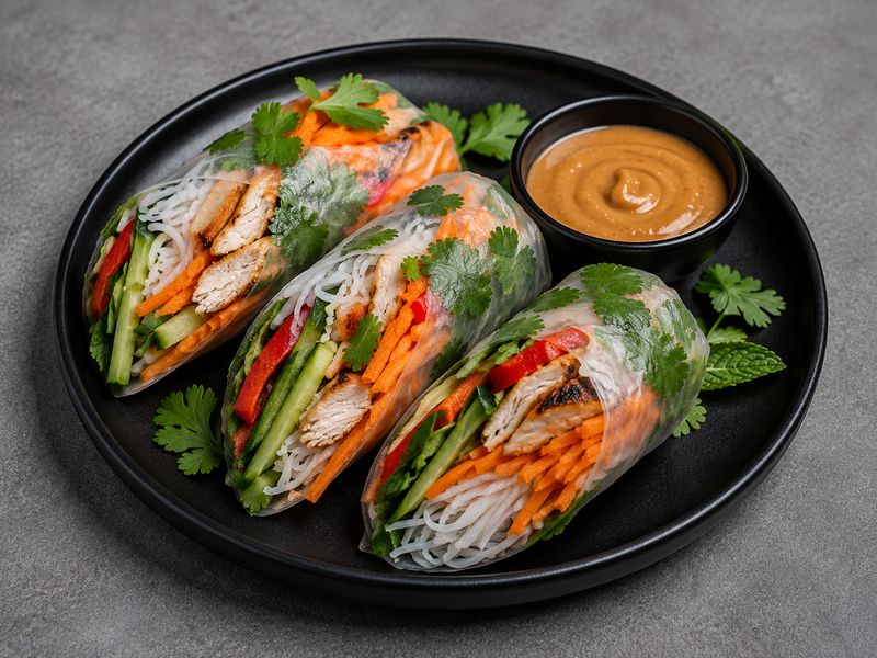 Peanut Chicken Spring Rolls (Gluten free)