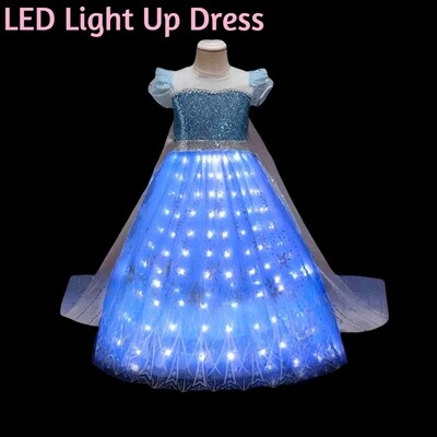 Frozen Princess Elsa LED Light Up Dress for Girls