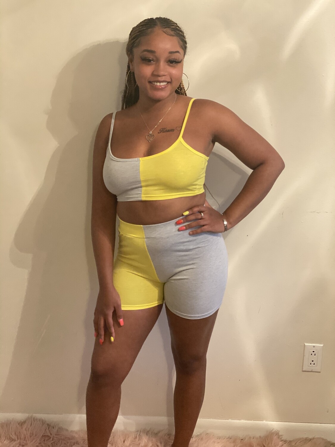 Cocoa Color Block 2 Piece Set Yellow