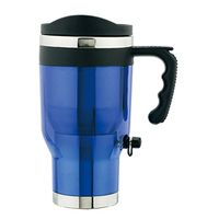 Термокружка электрическая, синяя, пластик, с питанием от прикуривателя