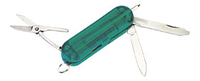 Мини-нож с пилкой, ножницами, фонариком и авторучкой, зеленый
