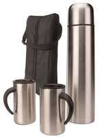 Набор термос 1000 мл и 2 кружки 300 мл, в чехле, черный