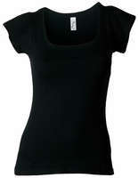 Футболка женская с глубоким вырезом MELROSE 150 черная new