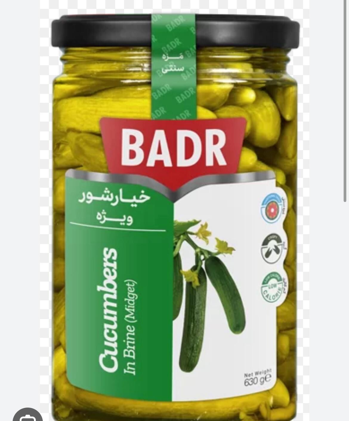 خیارشور ویژه صنایع غذایی بدر 630 گرمی