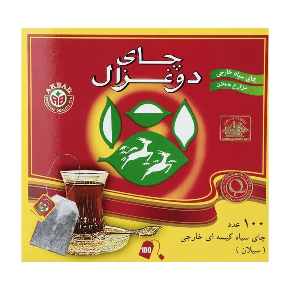 چای پاکتی سیاه بدون عطر دو غزال 100 عددی - شالی شاپ

