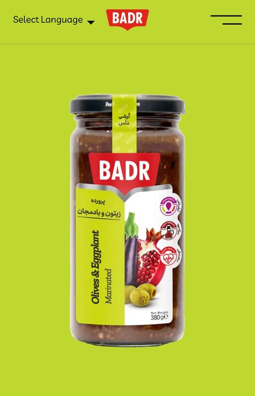 زیتون پرورده با رب انار و بادمجان صنایع غذایی بدر -380 گرمی زیتون پرورده با رب انار و بادمجان صنایع غذایی بدر -380 گرمی