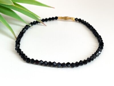 Simple Black Beaded Anklet
