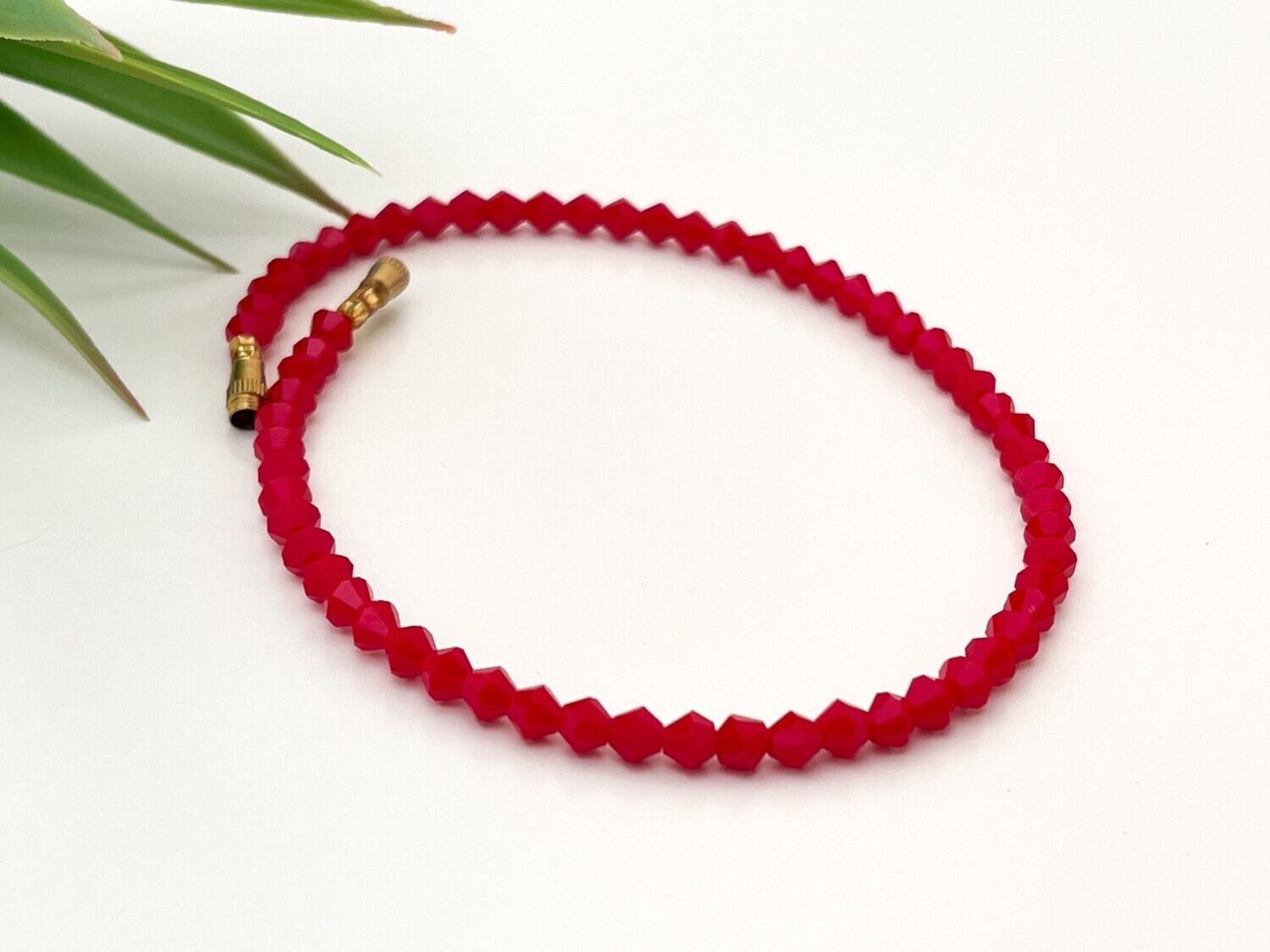 Simple Red Beaded Anklet