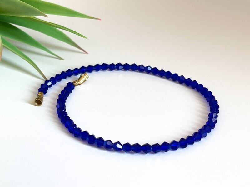 Simple Blue Beaded Anklet
