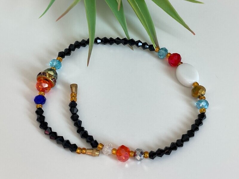 Crystal Black Beaded Anklet