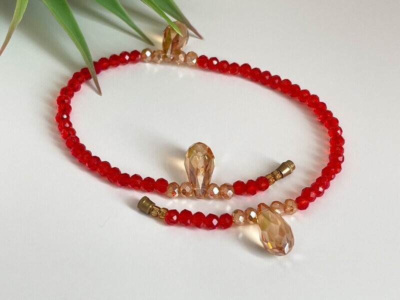 Crystal Red Beaded Anklet