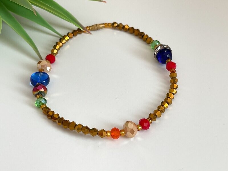 Crystal Gold Beaded Anklet