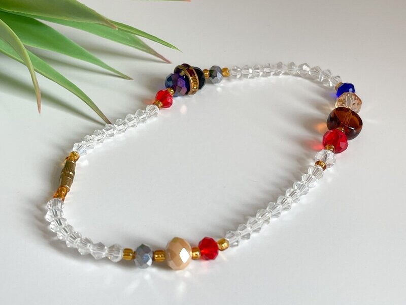 Crystal White Beaded Anklet
