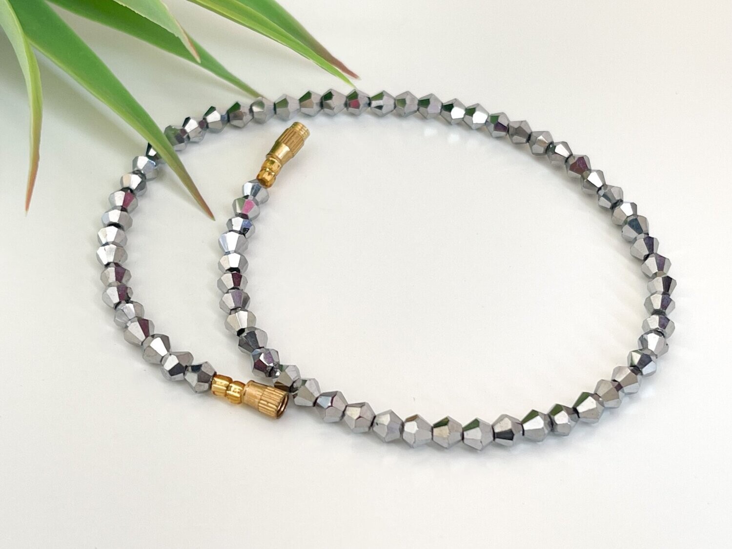 Simple Silver Beaded Anklet