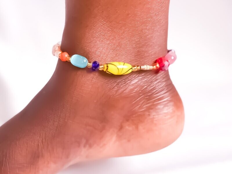 Coloured Large Beaded Anklet