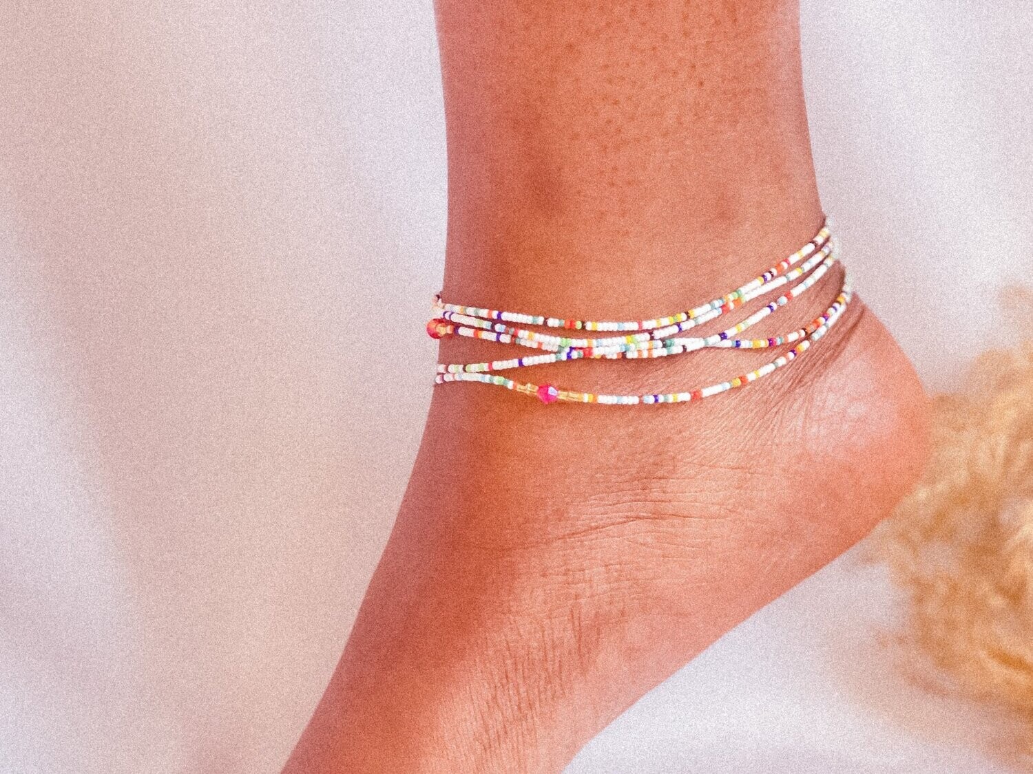 Coloured Layered Beaded Anklet