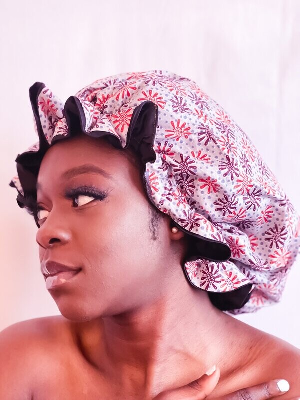 Medium Black Ankara Hair Bonnet