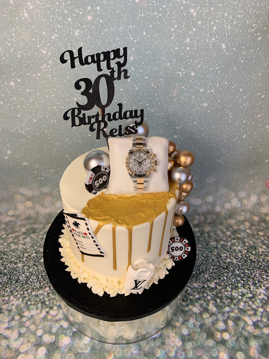 Frosting &amp; Drip With Watch &amp; Betting Slip (choose From Poker Chips Or Horse Racing)