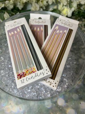 Silver Long Metallic Candles (12 In A Packet)
