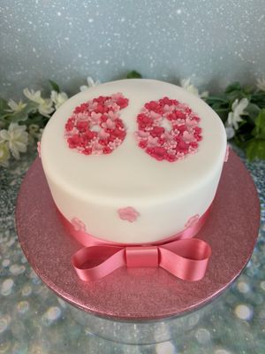 Flat Floral Number On Cake
