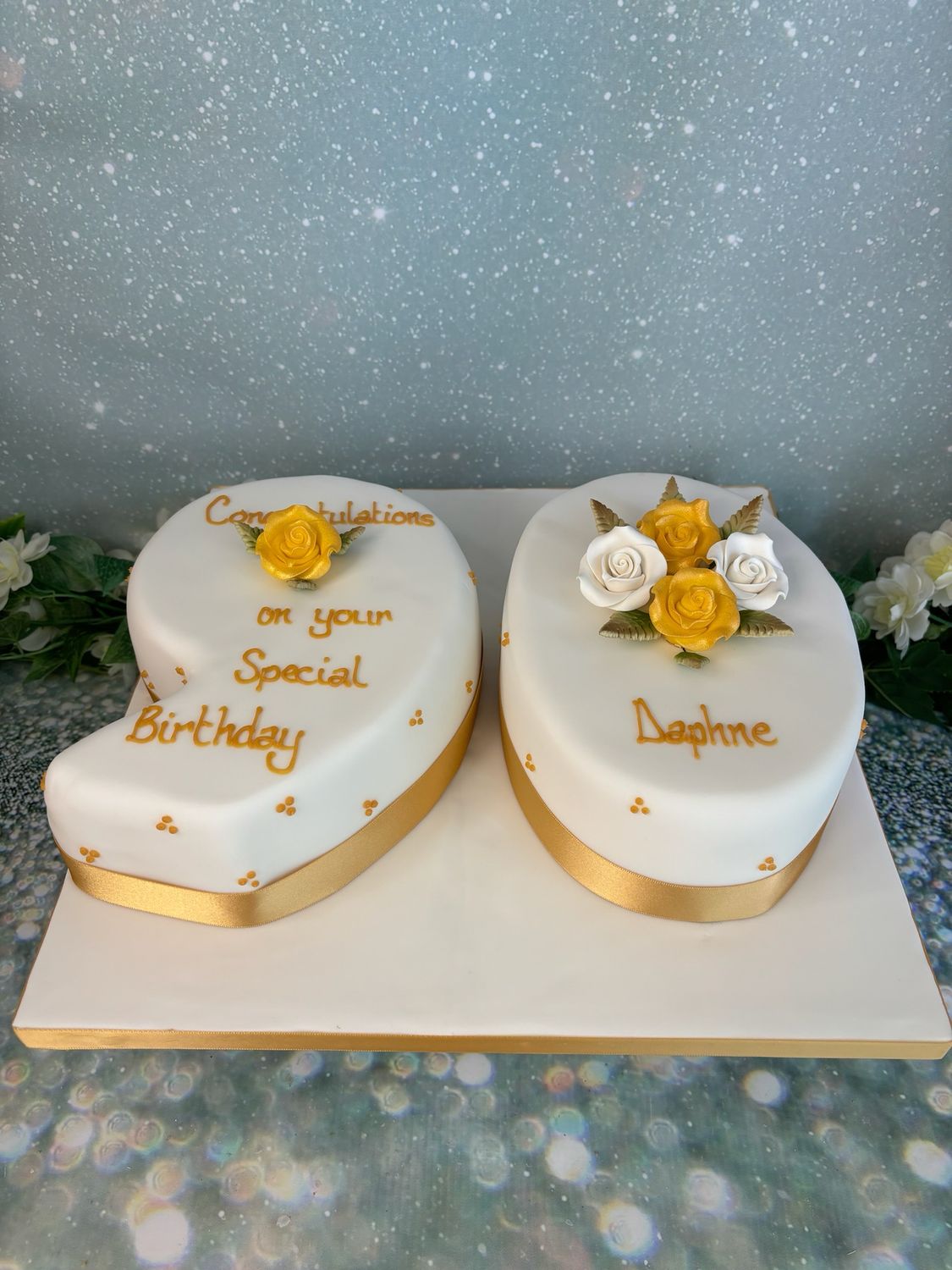 Number / Age Shaped Cake With Flower Spray