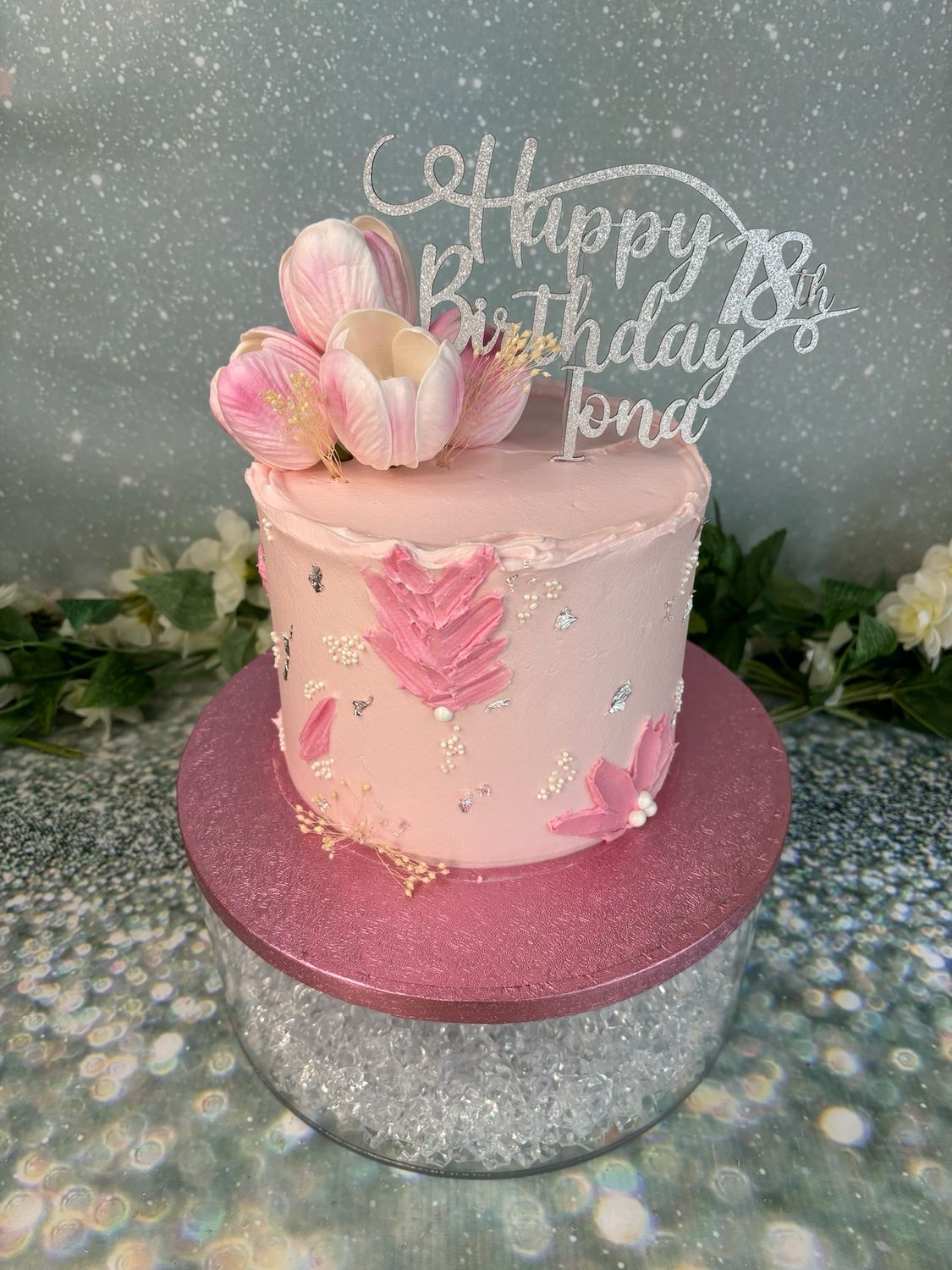 Frosting With Silk Tulip Flowers