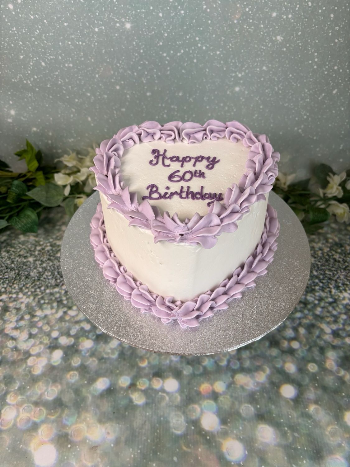 Heart Shaped Cake With Piping Top And Bottom