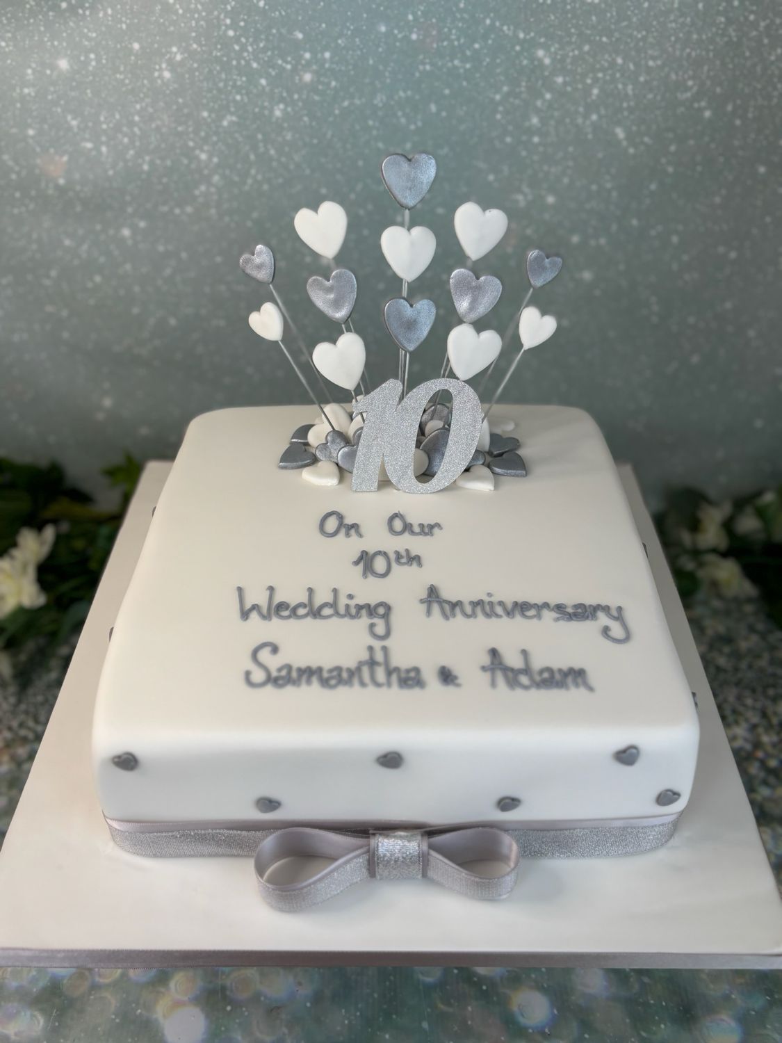 Anniversary Heart Spray &amp; Glitter Number Topper