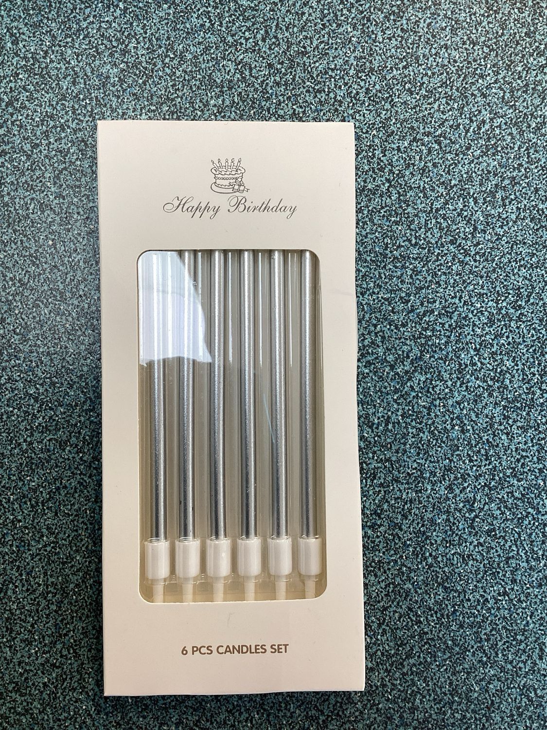 Silver Long Metallic Candles (6 In A Packet)