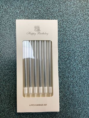 Silver Long Metallic Candles (6 In A Packet)