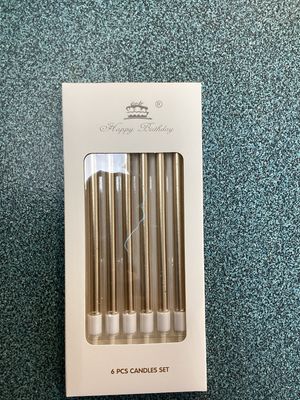 Gold Long Metallic Candles (6 In A Packet)