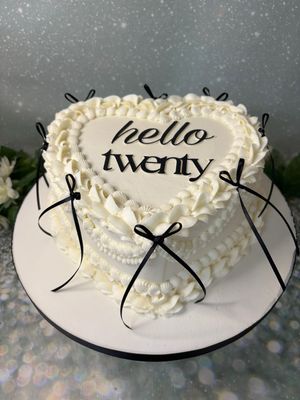 Cream Heart With Black Bows &amp; Card Topper For Message