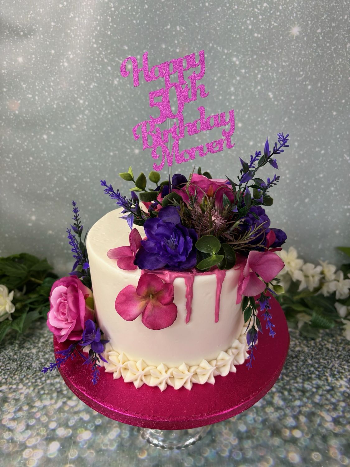 Bright Silk Flowers Frosting &amp; Drip