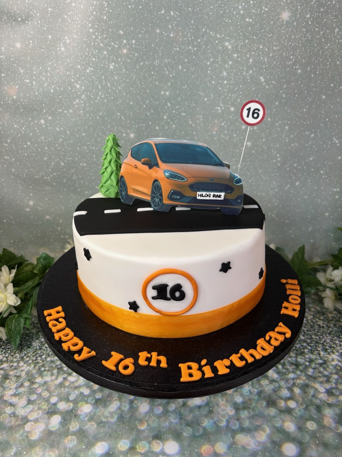 2D Car On Road With Speed Sign