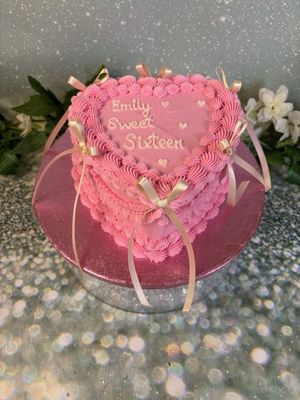 Pink Heart With Pale Pink Bows