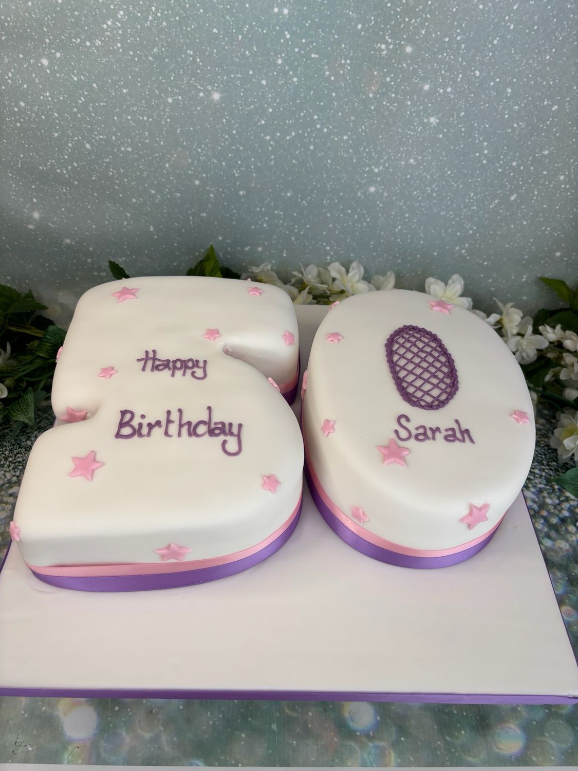 Number / Age Shaped Cake With Flat Stars Scattered