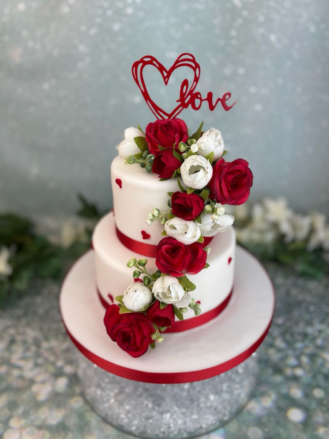 2 Tier ‘Love’ With Silk Roses