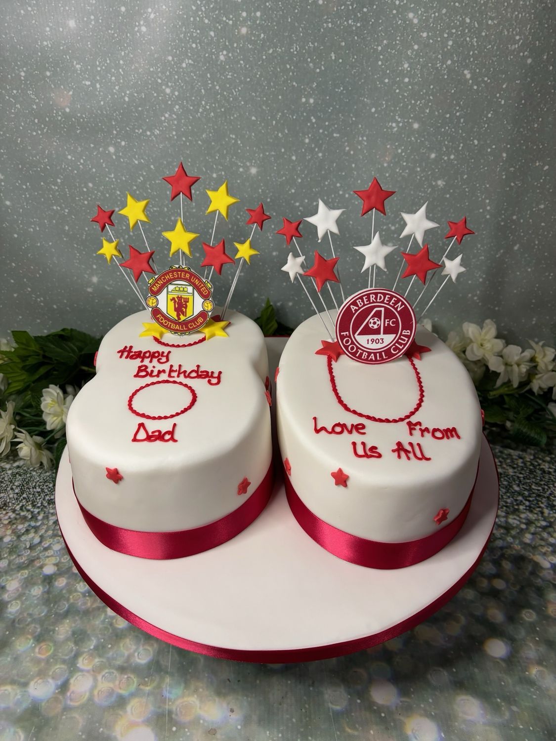 Number / Age Shaped Cake With Starburst And Football Logos