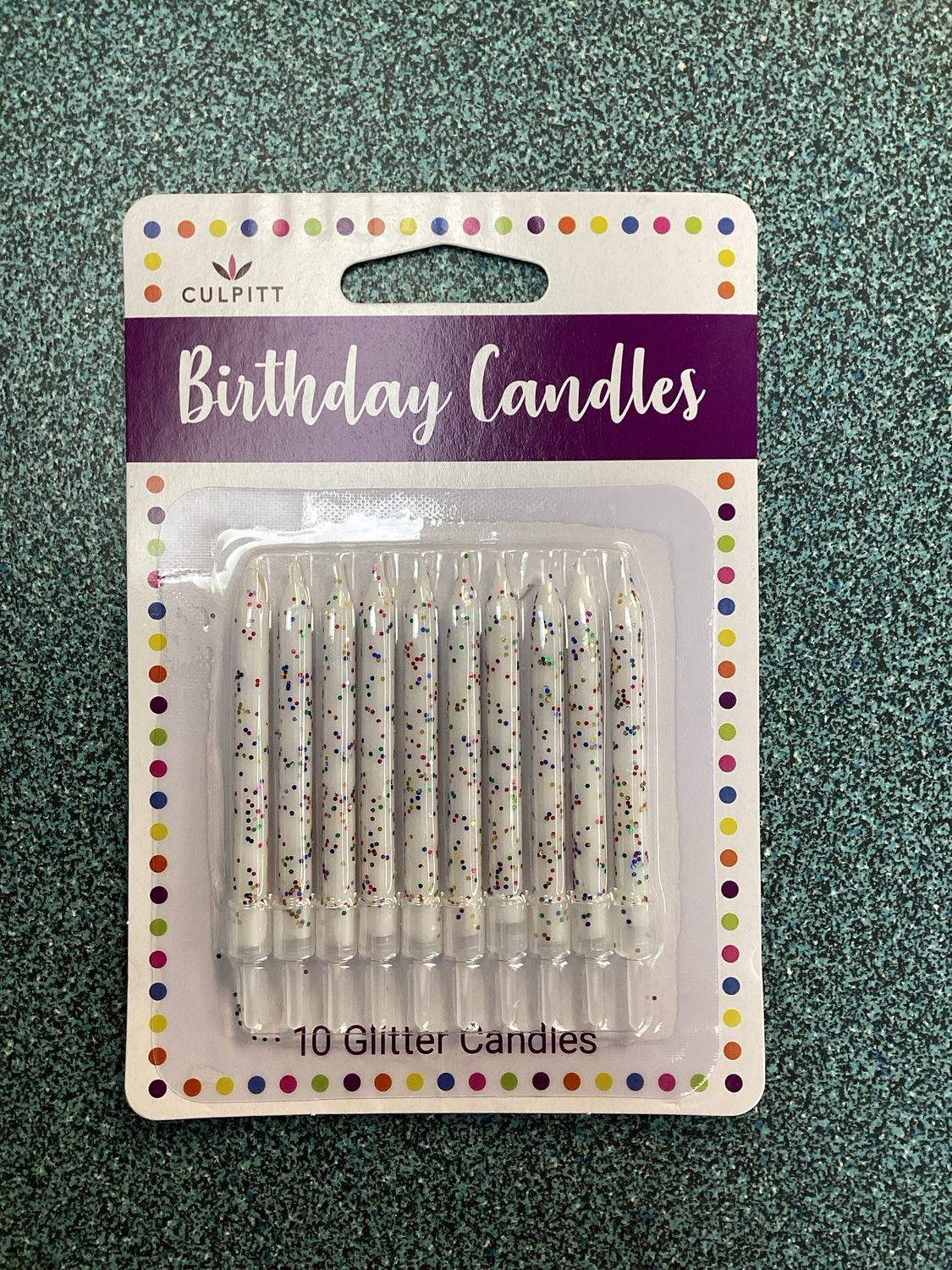 White Glitter Candles (10 In A Packet)