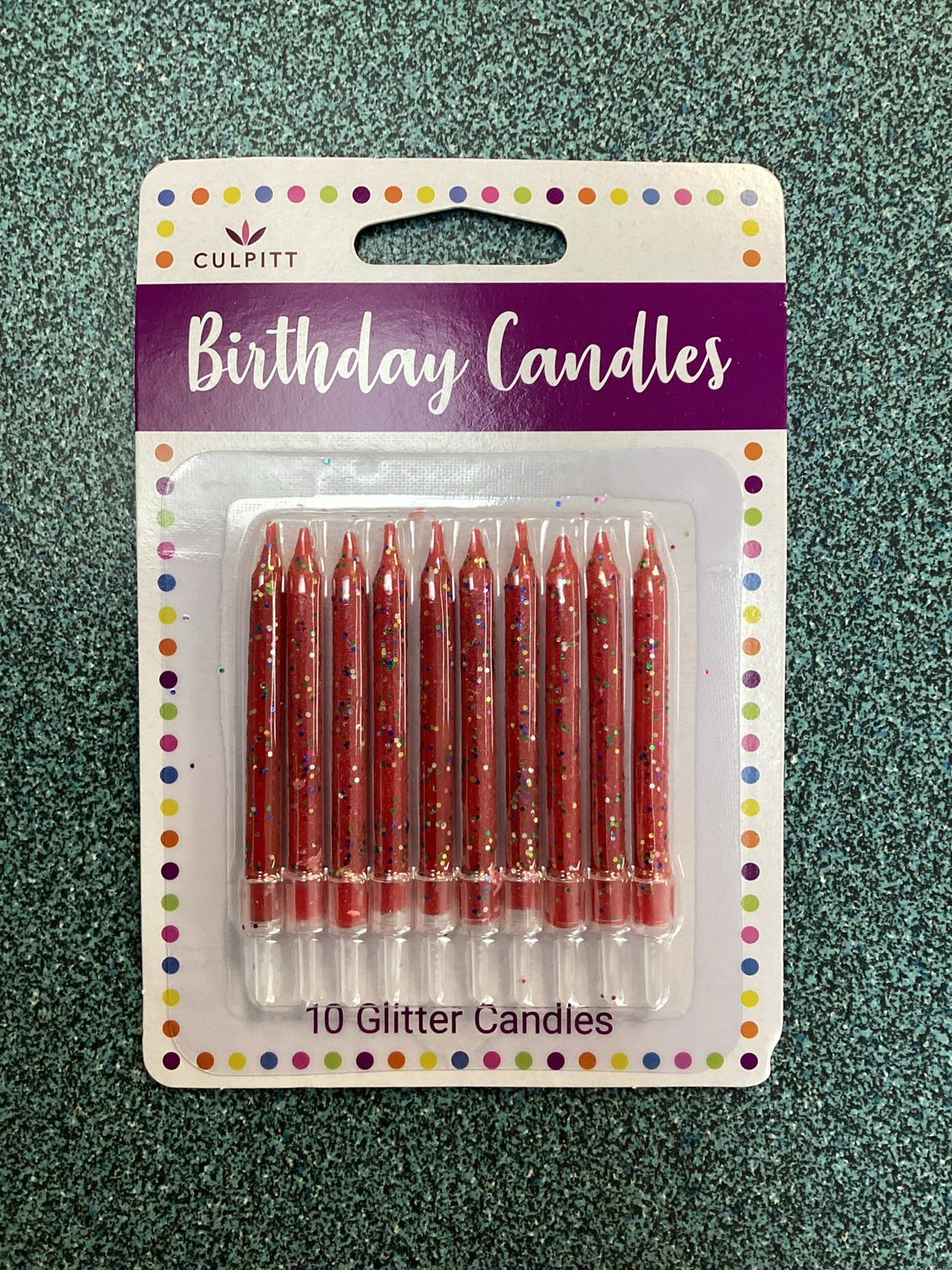 Red Glitter Candles (10 In A Packet)