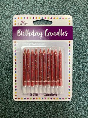 Red Glitter Candles (10 In A Packet)