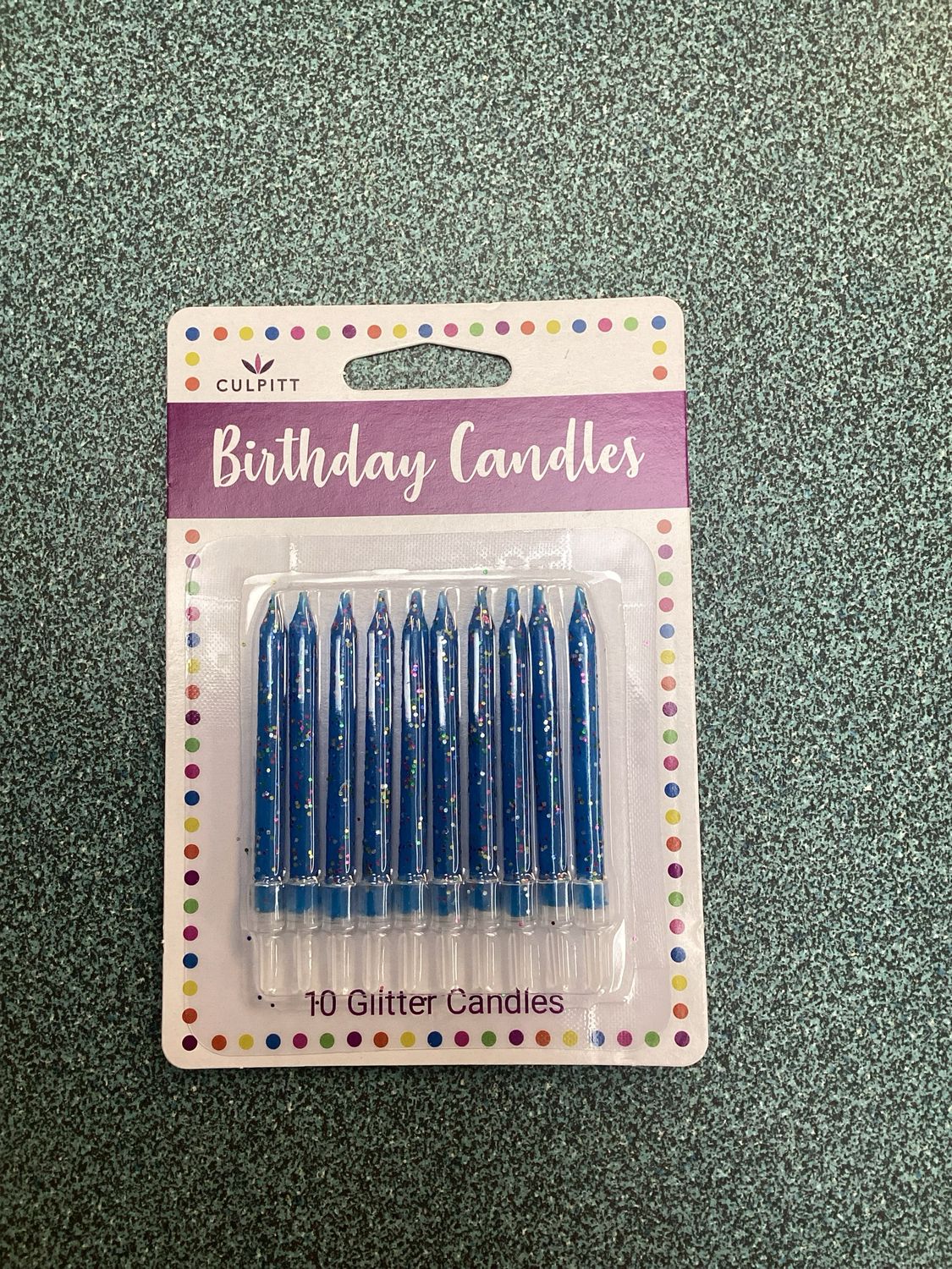 Blue Glitter Candles (10 In A Packet)