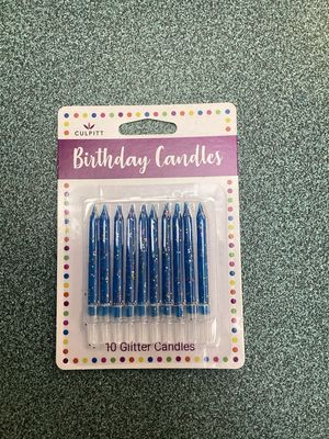 Blue Glitter Candles (10 In A Packet)