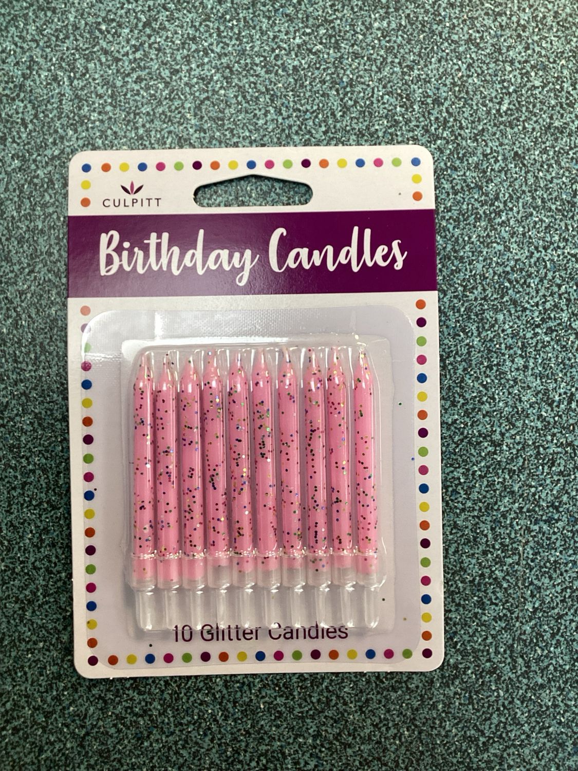 Pink Glitter Candles (10 In A Packet)