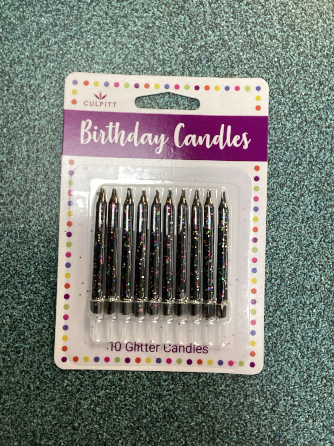 Black Glitter Candles (10 In A Packet)